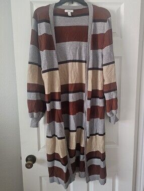 Nine West Orange And Black Duster Sweater